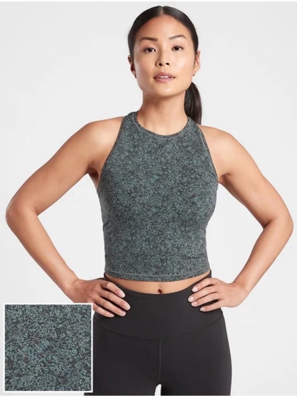 Athleta Shanti Floral Tapestry Printed Crop Top, Bali Green, Small